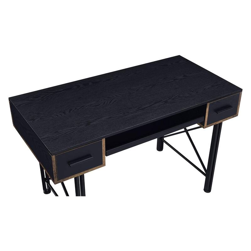 Rectangular Computer Desk with 2 Drawers, Black