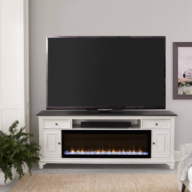 Liberty Furniture Allyson Park 80 Inch TV Console with Firebox - White