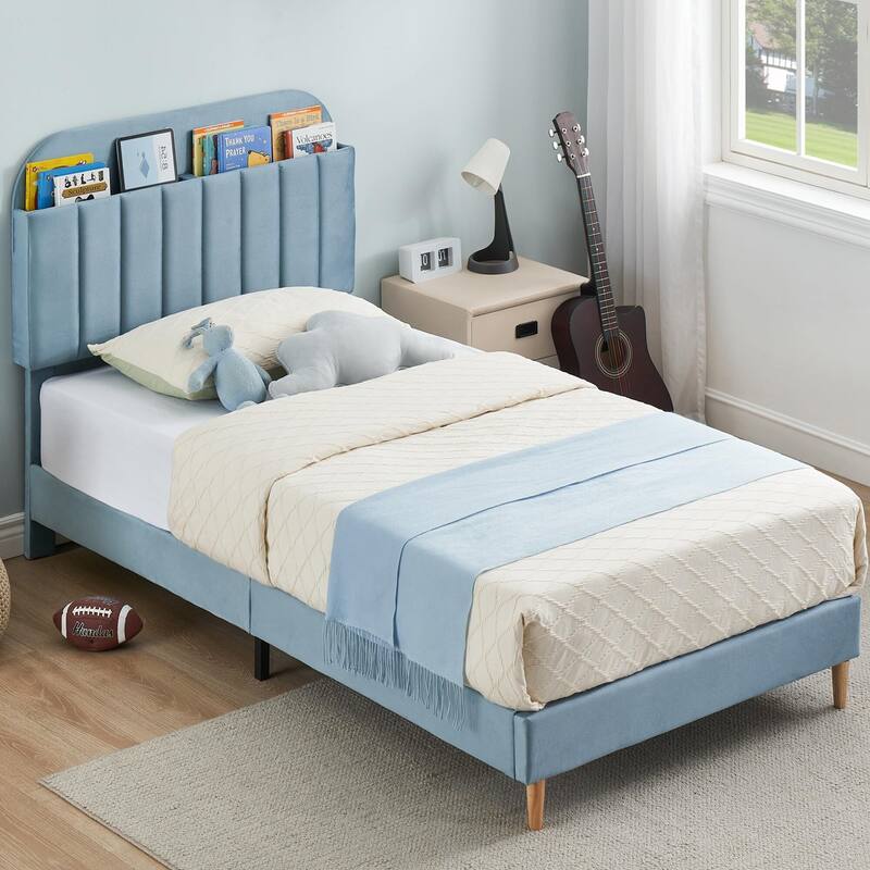 Twin/Twin XL/Full Size Bed Frame with Bookcase Headboard