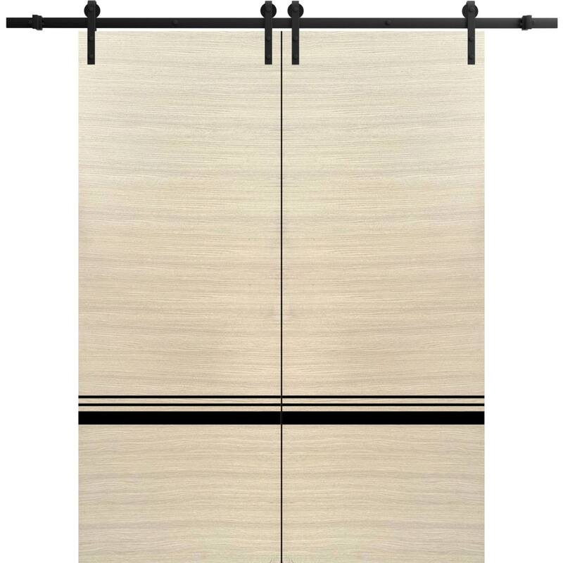 Sturdy Double Barn Door 36 x 80 with Planum 0012 Natural Veneer with 13FT - 84" x 96" ( 2* 42x96)