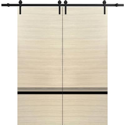 Sturdy Double Barn Door 36 x 80 with Planum 0012 Natural Veneer with 13FT