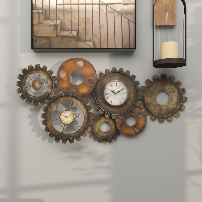 Brown Metal Gear Decorative Wall Clock
