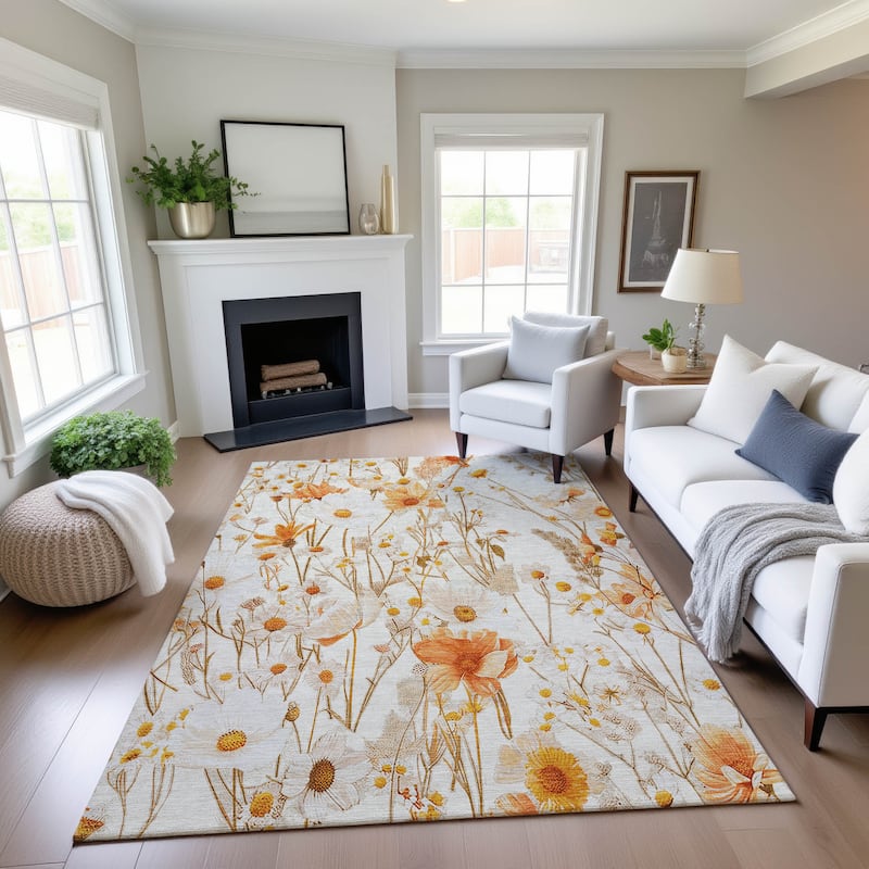 Premium Washable Super Soft Floral Mayfield Rug - Ivory - 2'6" x 3'10"