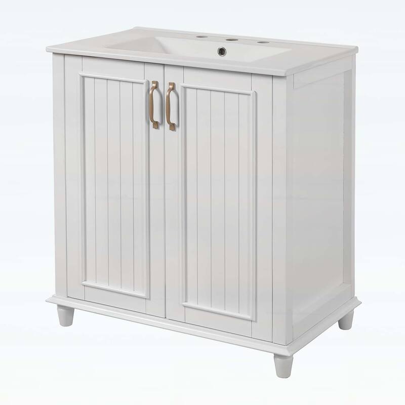 30 Inch Freestanding Bathroom Vanity with Ceramic Sink,Hidden Drawer,for Enhanced Storage and Durability