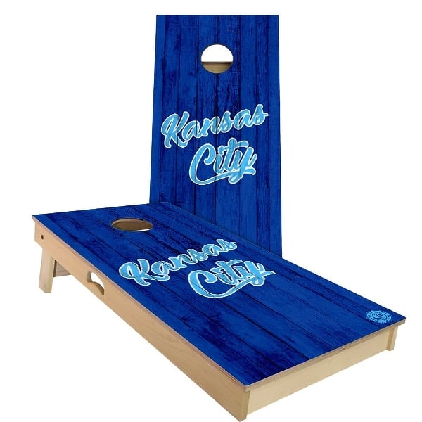 slide 2 of 8, Kansas City Vintage Baseball Outdoor Cornhole Board Set Backyard 2x4 - Include Carrying Case