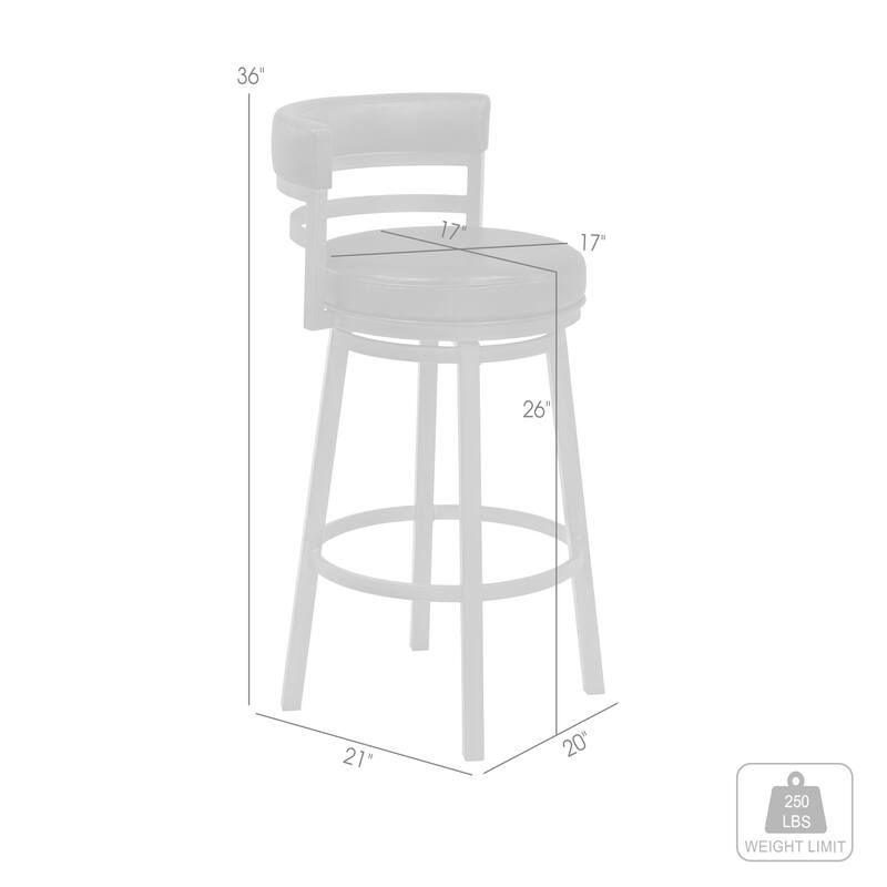 Titana Black Faux Leather Upholstered Bar or Counter Swivel Stool with Mineral Finish