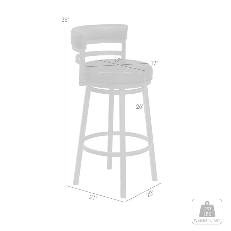Titana Black Upholstered Metal Swivel Counter or Bar Height Barstool