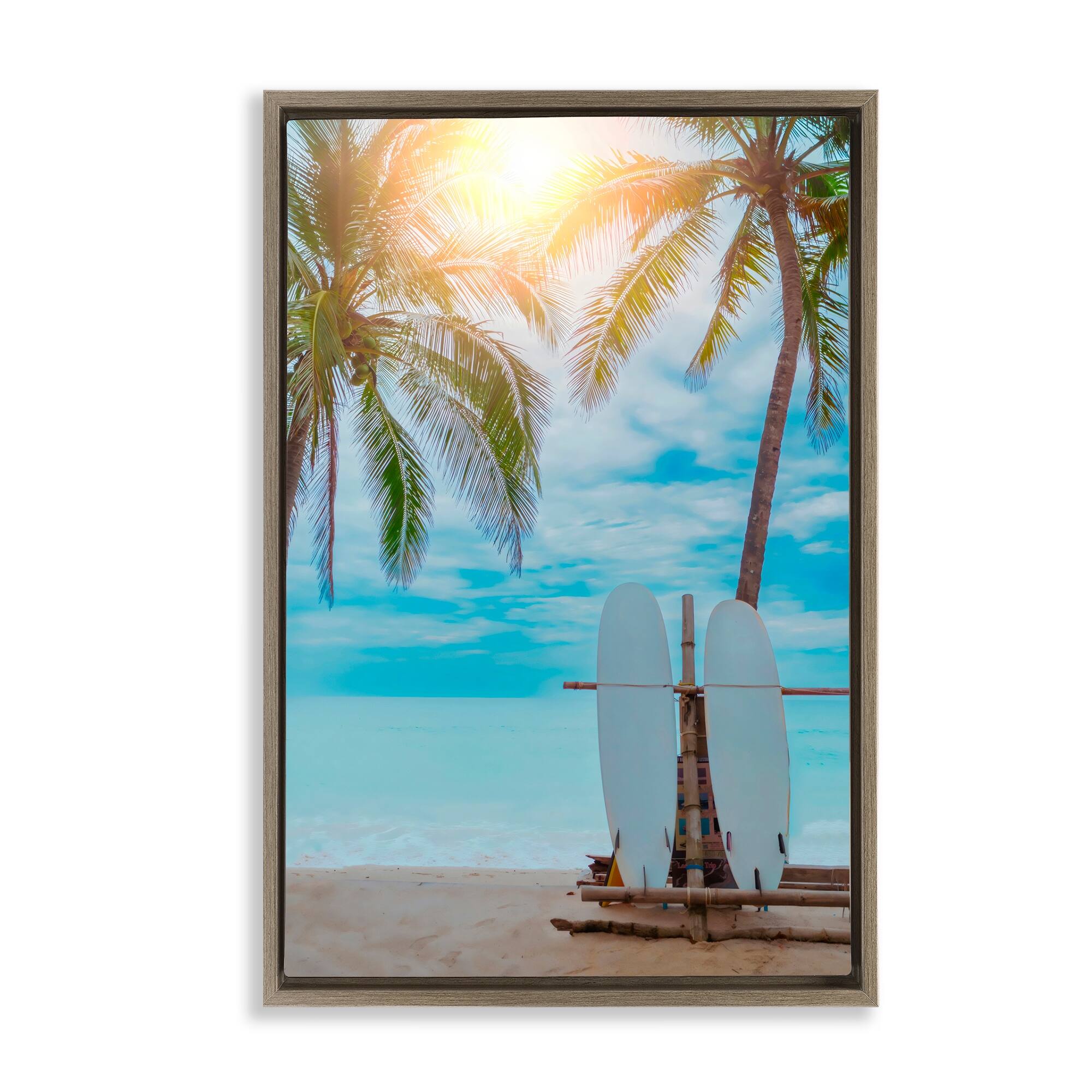 Stupell Surf For Two at Sunrise Framed Floater Canvas Wall Art Design By LSR Design Studio