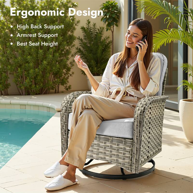 OVIOS 9 Pieces T shaped Seat Curved Swivel Chair Set With Fire Pit