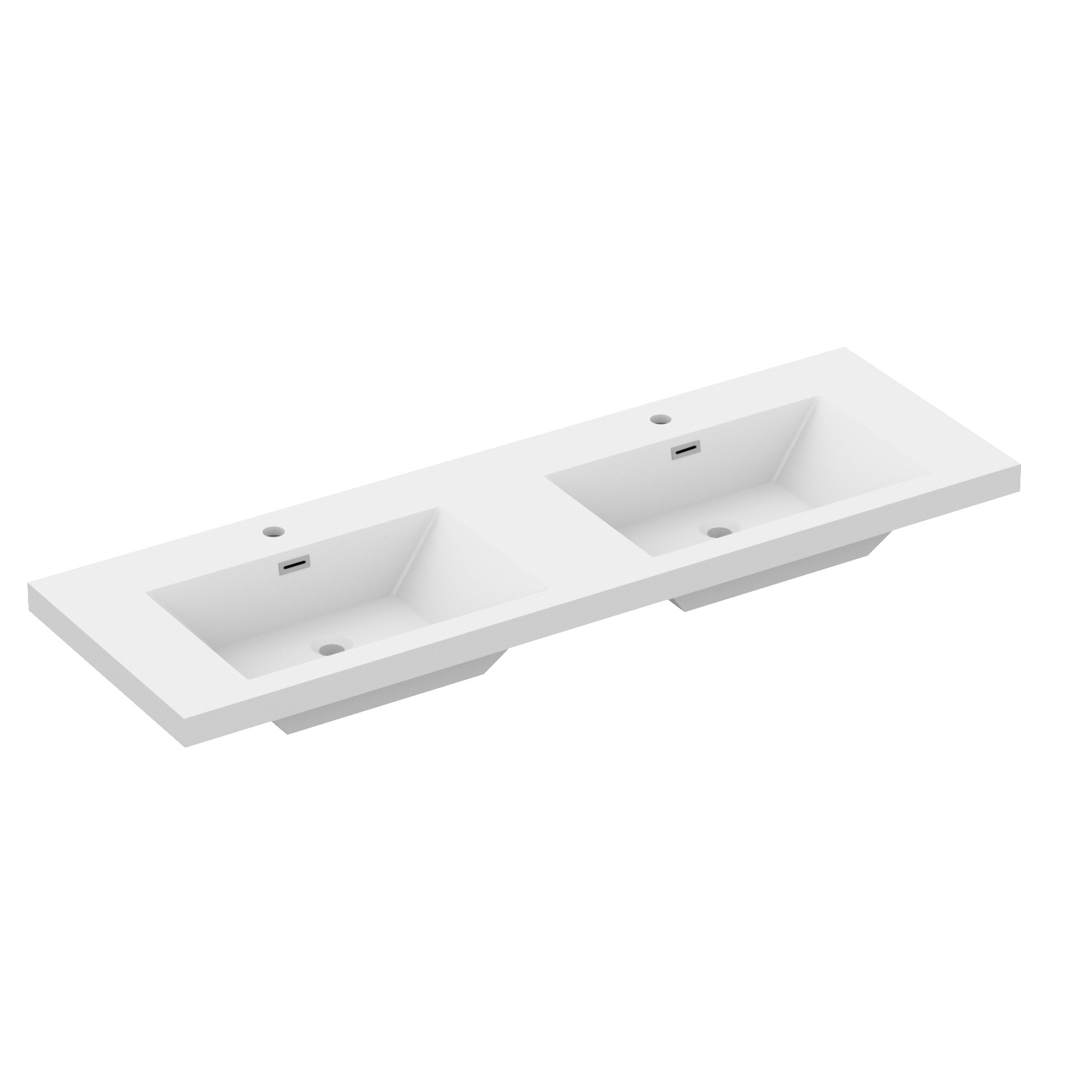 60" in. W x 19.5" in. D Integrated Resin Bathroom Sink Vanity Top Rectangular Sink One-Piece Design