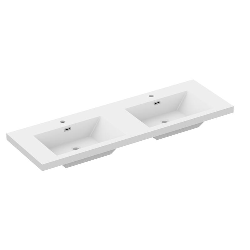 60" in. W x 26" in. D Integrated Resin Bathroom Sink Vanity Top Rectangular Sink One-Piece Design