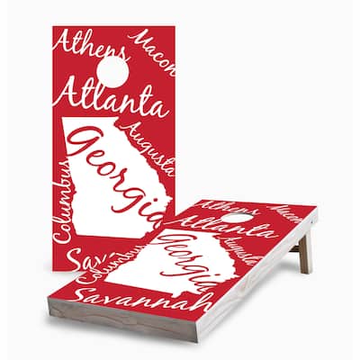Georgia State Pride Corn Hole Board Set w Case & Lights