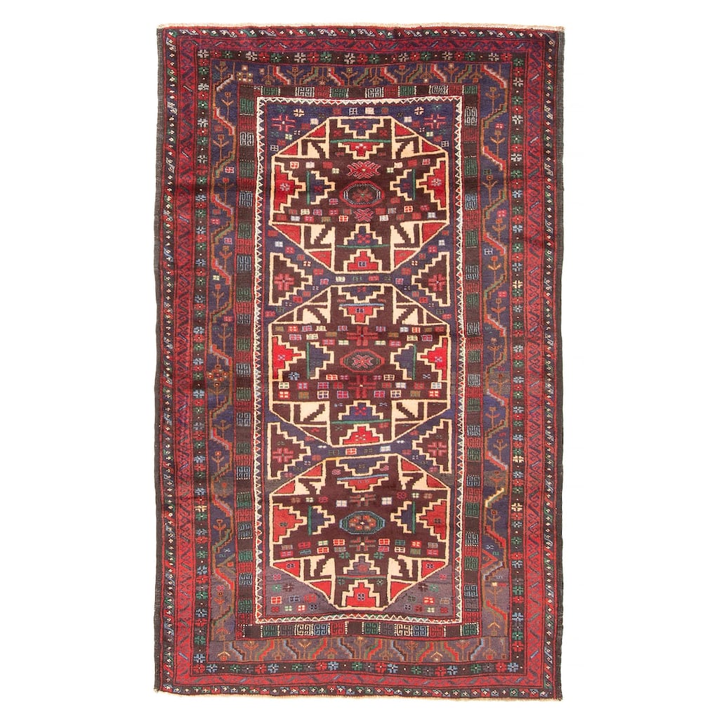 ECARPETGALLERY Hand-knotted Teimani Navy Wool Rug - 3'10 x 6'8