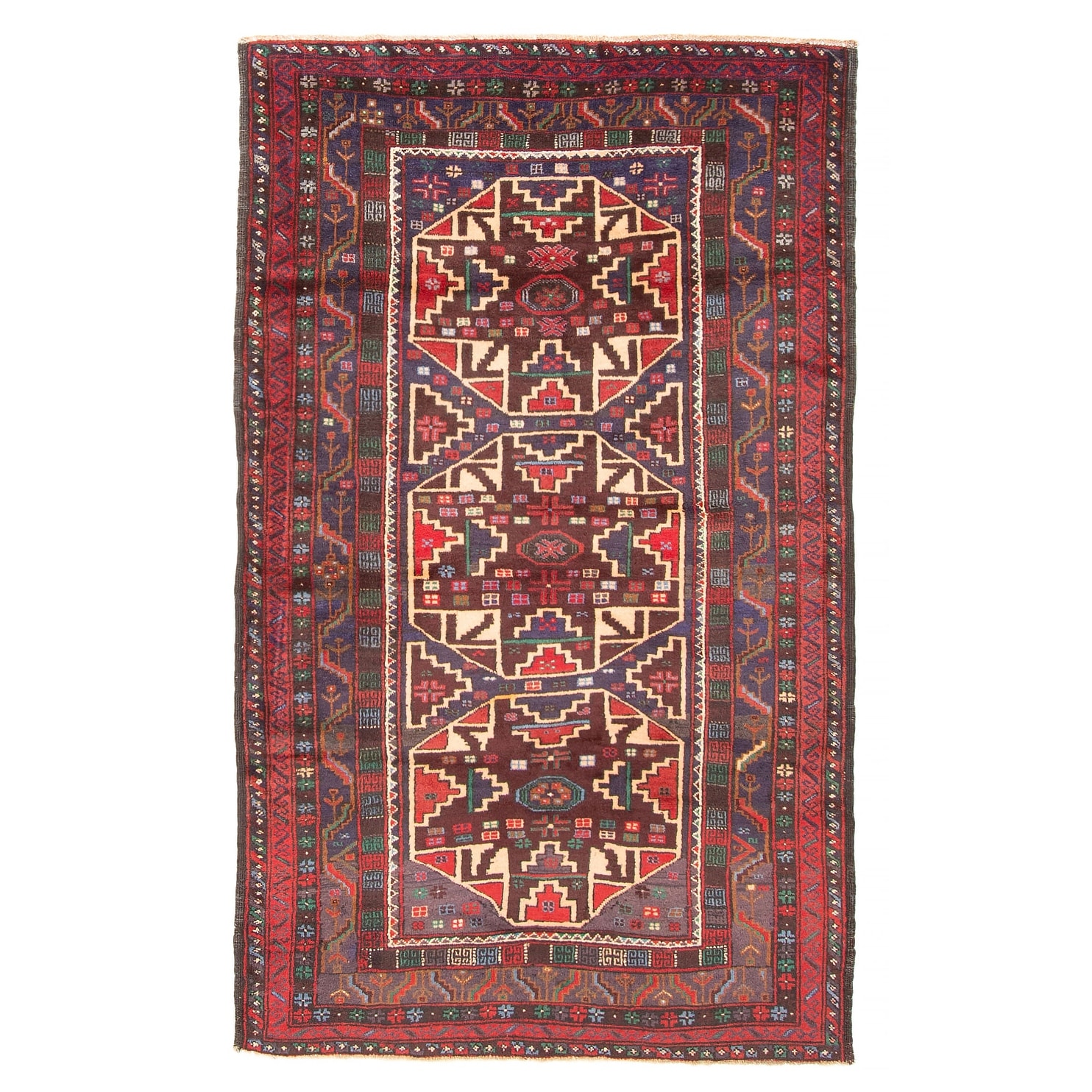 ECARPETGALLERY Hand-knotted Teimani Navy Wool Rug - 3'10 x 6'8