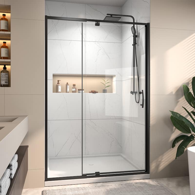 Modland 48"x71" Pivot Swing Semi-Frameless Shower Door with 1/4" Tempered Clear Glass