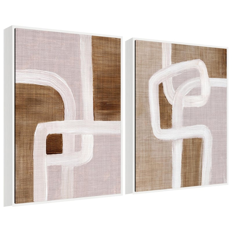 Kate and Laurel Sylvie Rhythmic Lines I and II Framed Canvas Art Set by Nikita Jariwala - 2 Piece Set 28x38 - White