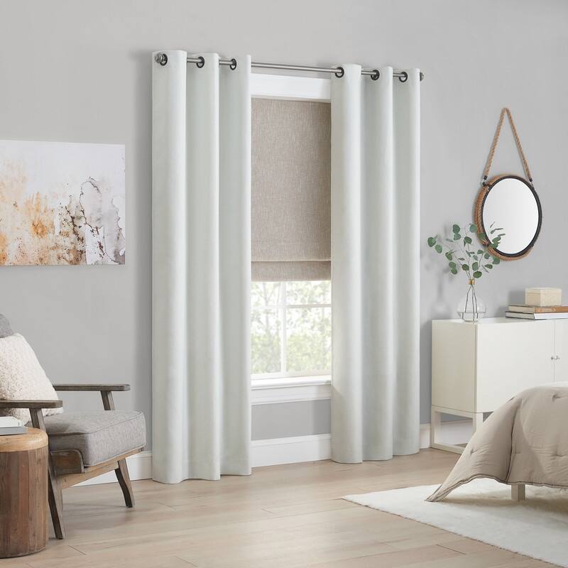 Eclipse Drew Textured Solid 100% Total Blackout Cordless Roman Shade
