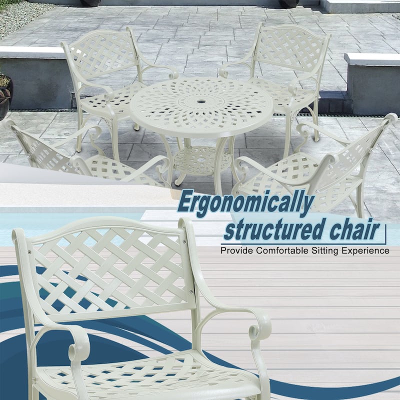 Clihome Outdoor Cast Aluminum Arm Dining Chair (Set of 2)