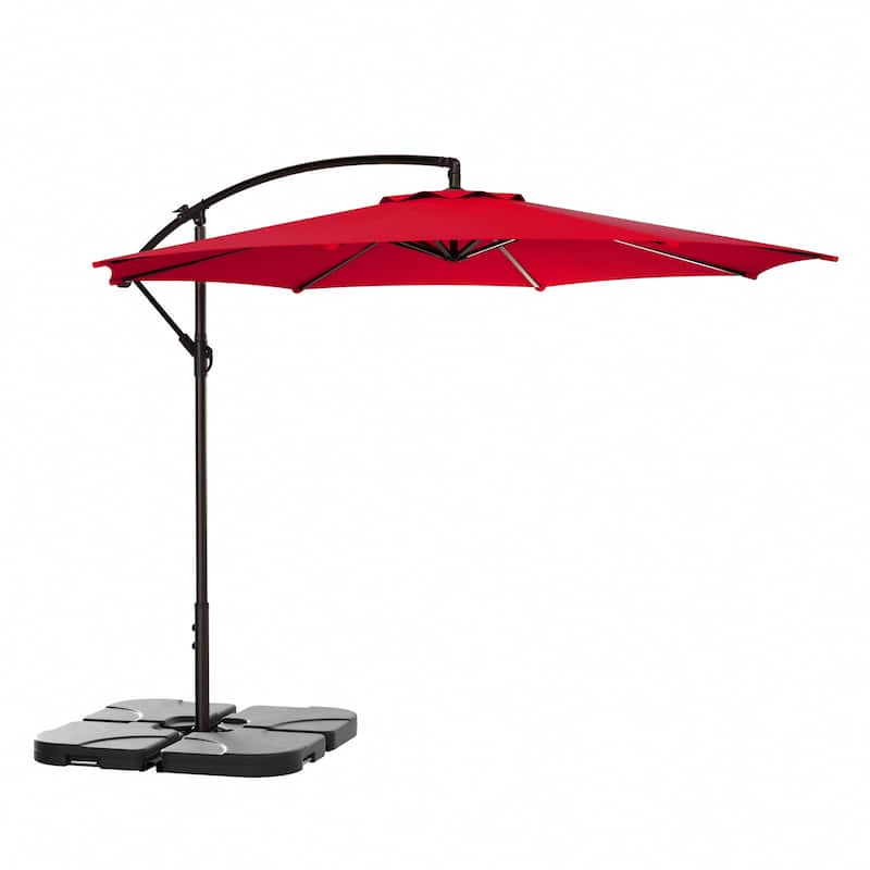 Steele 10-ft. Offset Patio Umbrella with Weight Base Stand - Red