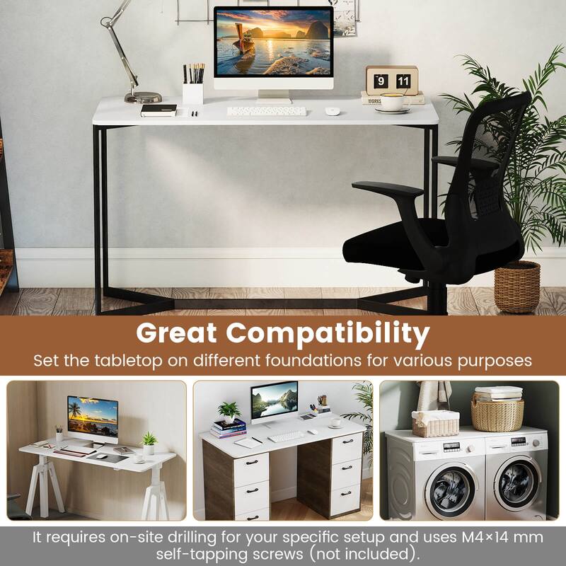 Costway 48” x 24” Whole Piece Table Top with Safe Rounded Corners for