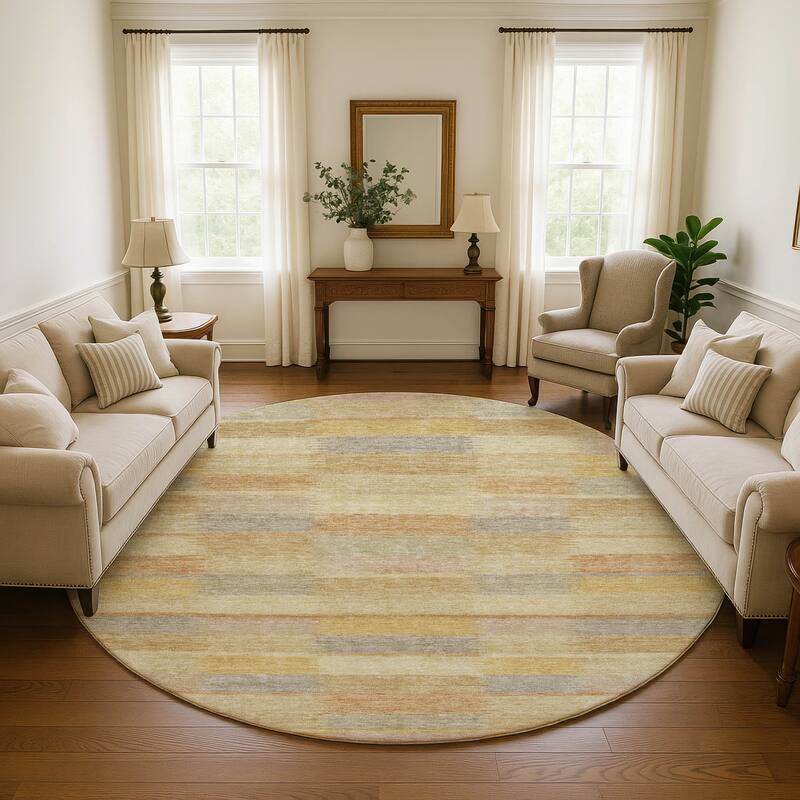 Premium Washable Super Soft Geo Stripe Mayfield Rug - Wheat - 8' x 8'
