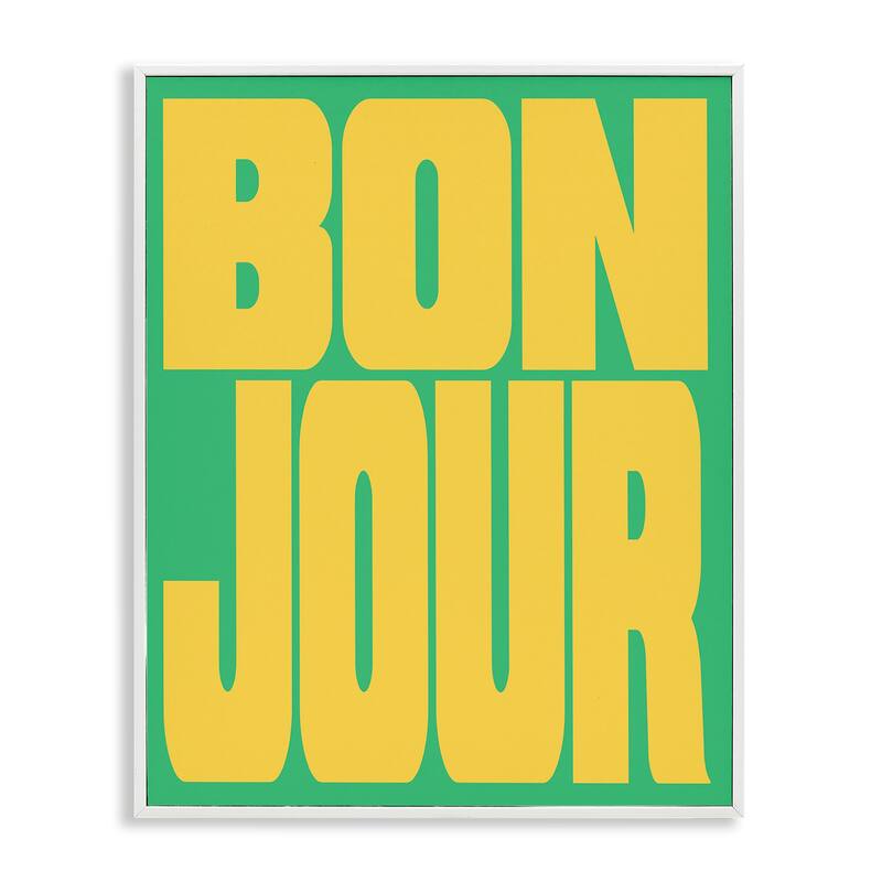Stupell Bonjour Yellow & Green Framed Giclee Art Design By House of Lulu - 24 x 30 - White