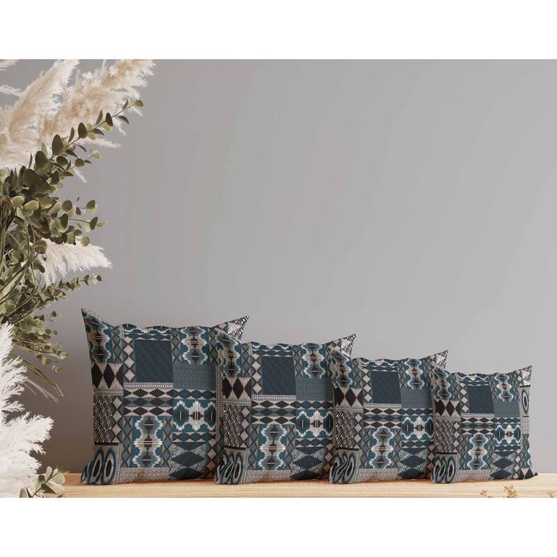 Patched Perfection Faux Suede Reversible Throw Pillow Beige and Charcoal