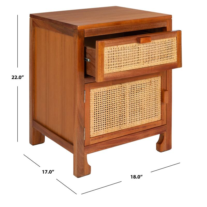 SAFAVIEH Zhane Coastal 1-Drawer 1-Door Nightstand