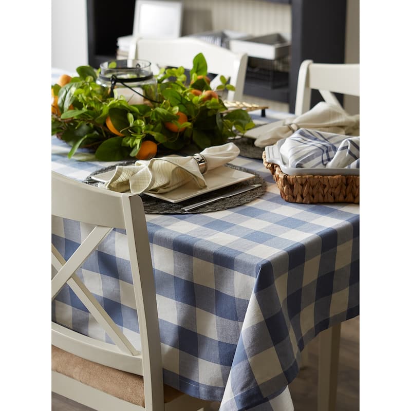 DII Stonewash Blue Buffalo Check Tablecloth