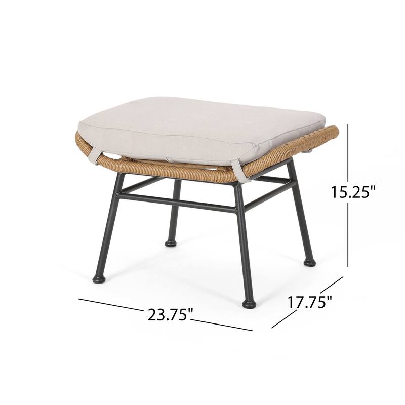 Chalet Outdoor Modern Boho Wicker Chat Set with Ottomans by Christopher Knight Home