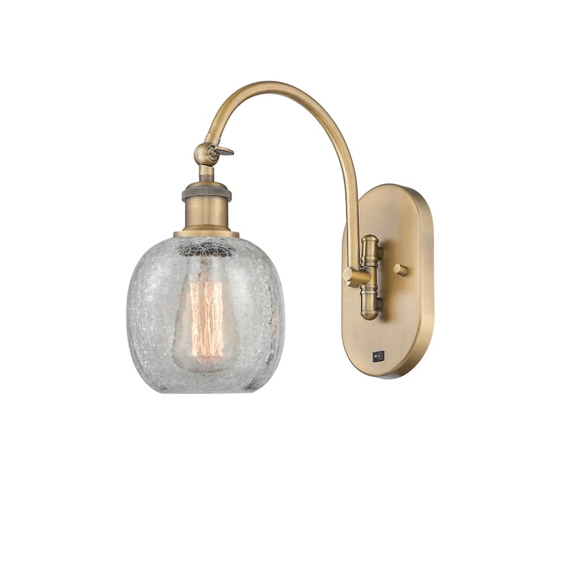 Innovations Lighting 518-1W-13-6 Belfast Sconce Belfast 13" Tall Wall - Brushed Brass / Clear Crackle