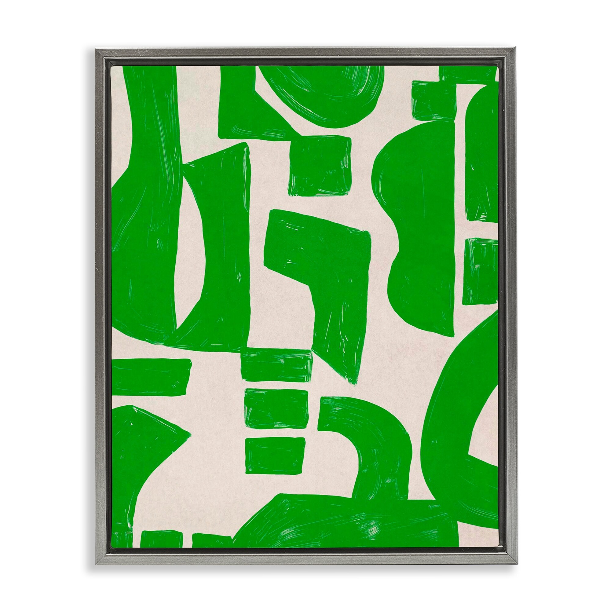 Stupell Green Asymmetrical Shapes Framed Floater Canvas Wall Art Design By June Erica Vess