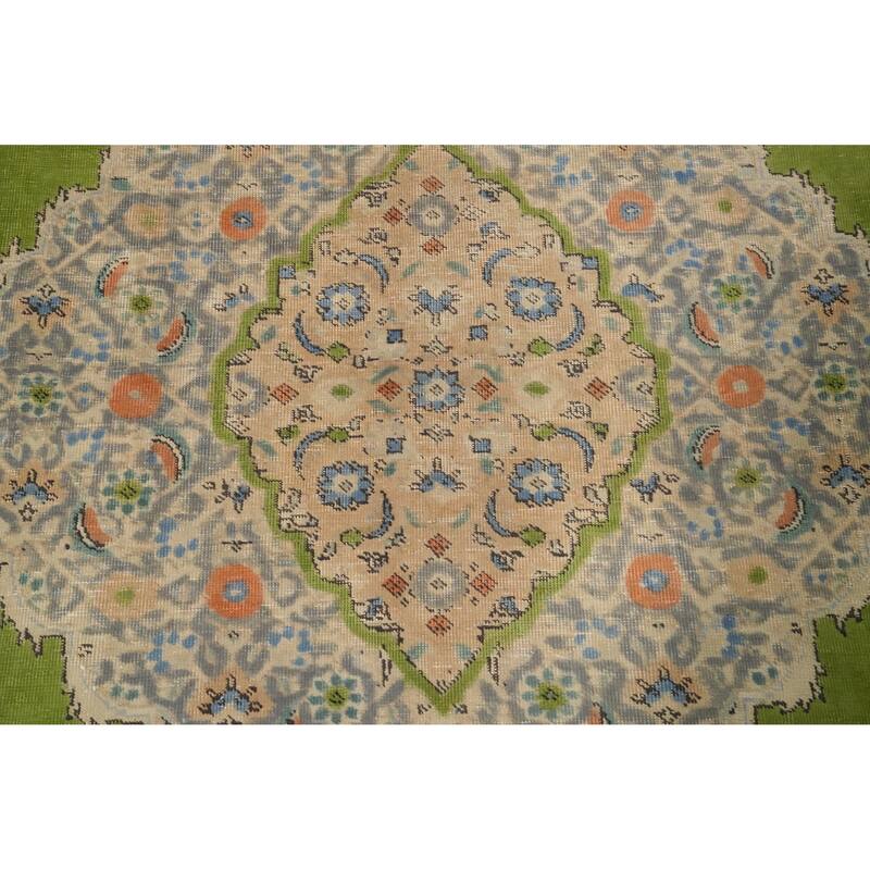 Hand Knotted Oriental 100% Wool Carpet Traditional Floral Green Tabriz Area Rug - 11' 0'' X 8' 0''