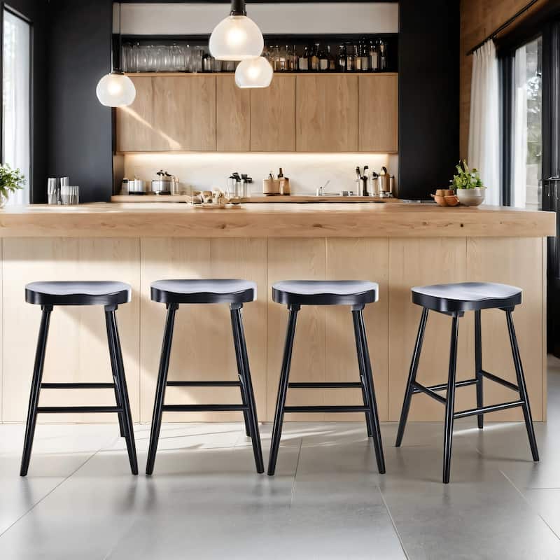 Shaker 26" Height Wooden Counter Stools With Footrest