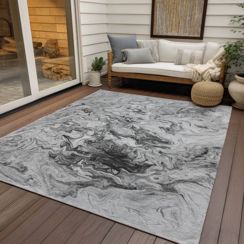 Machine Washable Indoor/ Outdoor Chantille Abstract Contempoary Rug