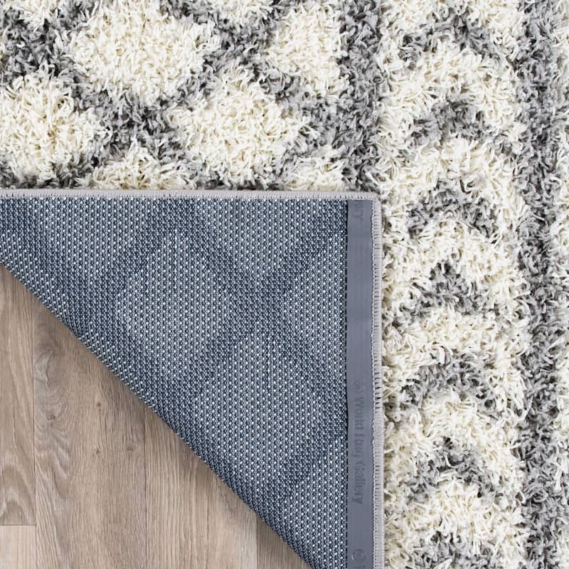 World Rug Gallery Trellis Geometric Plush Shag Area Rug