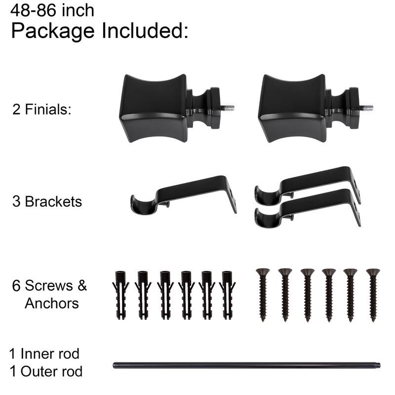 UTOPIA ALLEY Wall Mounted 3/4 Inch Curtain Rod - Curtain Rods For Windows, Adjustable Drapery Rods