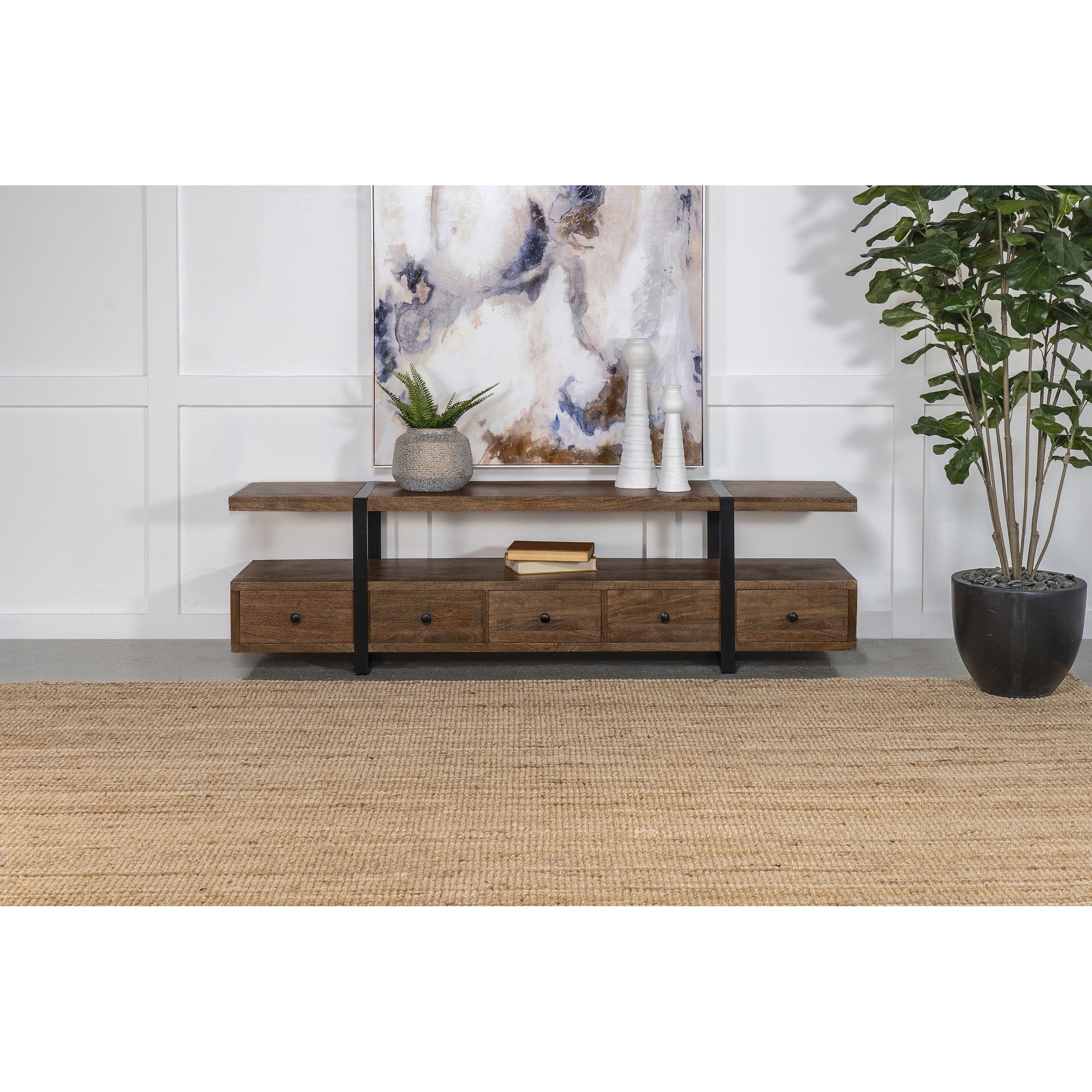 Ashenbury Brown and Gunmetal 4-drawer TV Stand