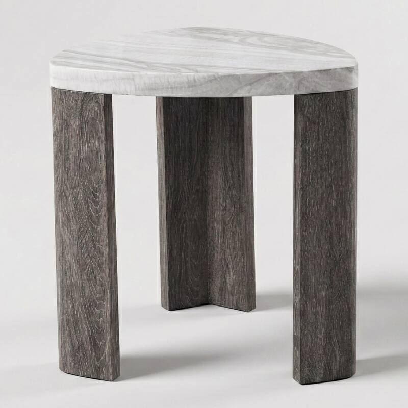 Furniture of America Elric Modern Grey and Brown Wooden Triangular End Table