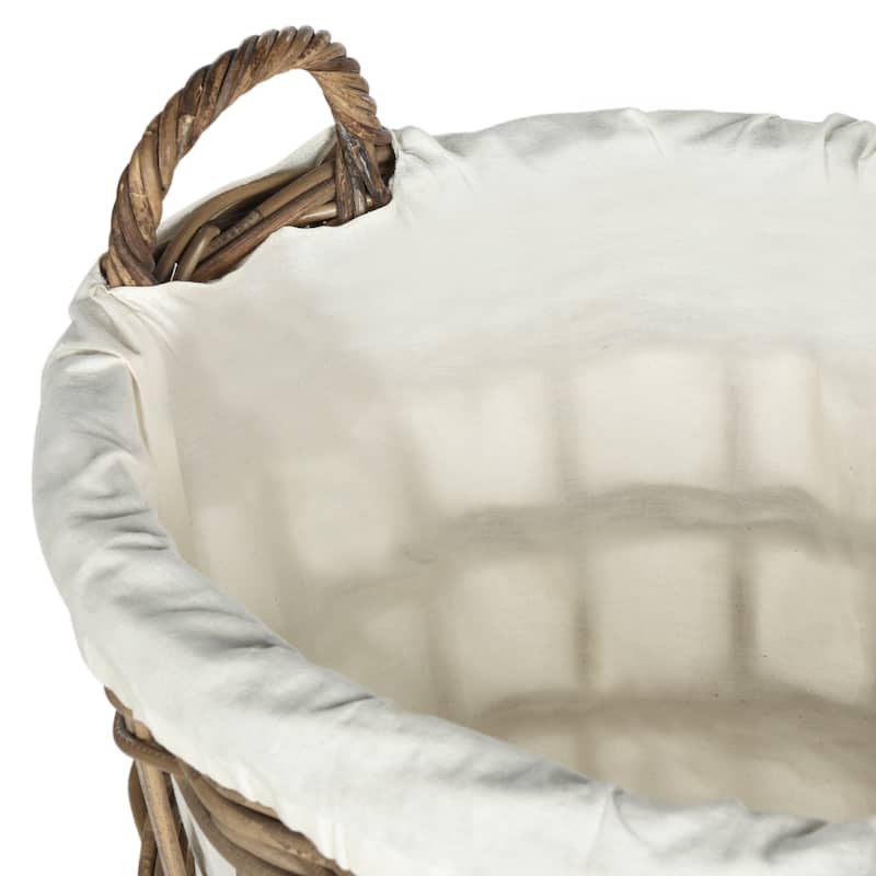 SAFAVIEH Kaname Natural Rattan Grey Storage Hamper with Liners - 20.5" x 14" x 25" - 21Wx14Dx25H