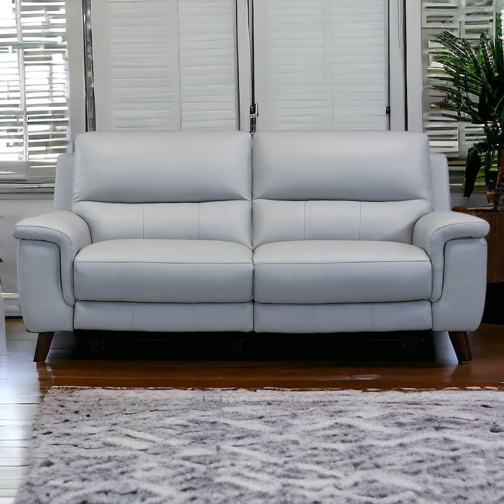 HomeRoots Three Piece Indoor Gray Leather Six Person Seating Set