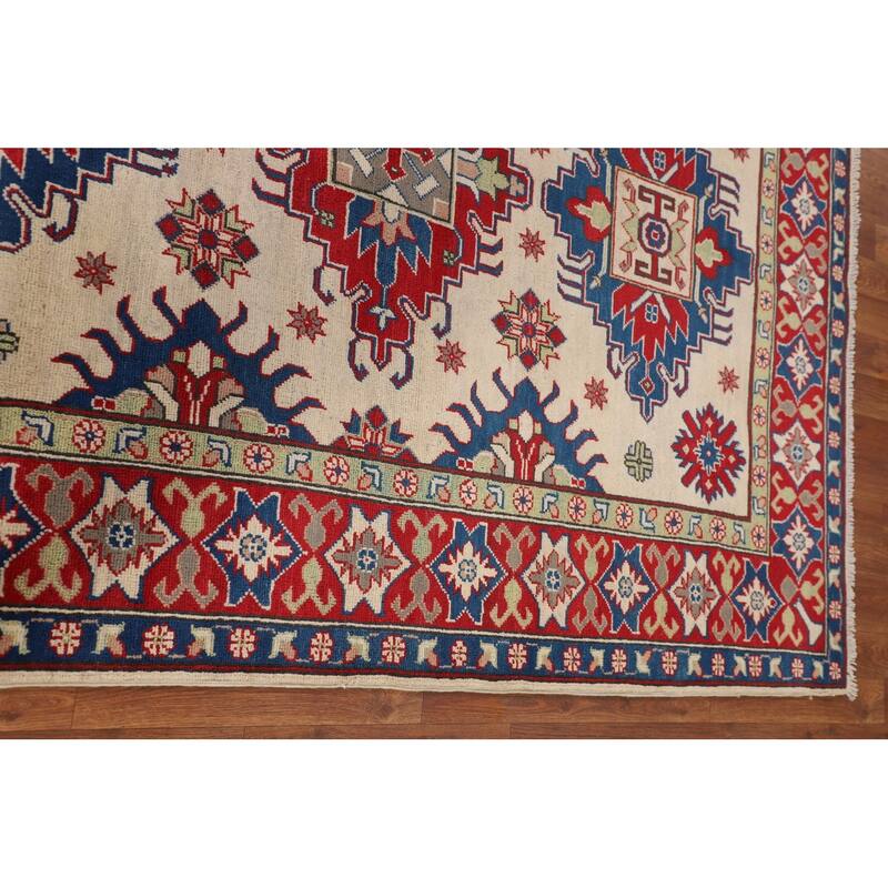 Kazak Area Rug Hand-Knotted Dining Room Wool Carpet - 5'0" x 6'8"