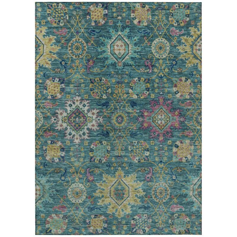 Machine Washable Indoor/Outdoor Boho Traditional Chantille Rug