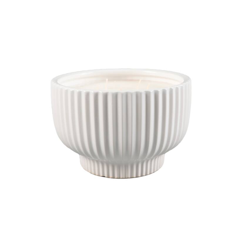 8in MTWH Ceramic rib Bowl Candle (50oz) - Bamboo