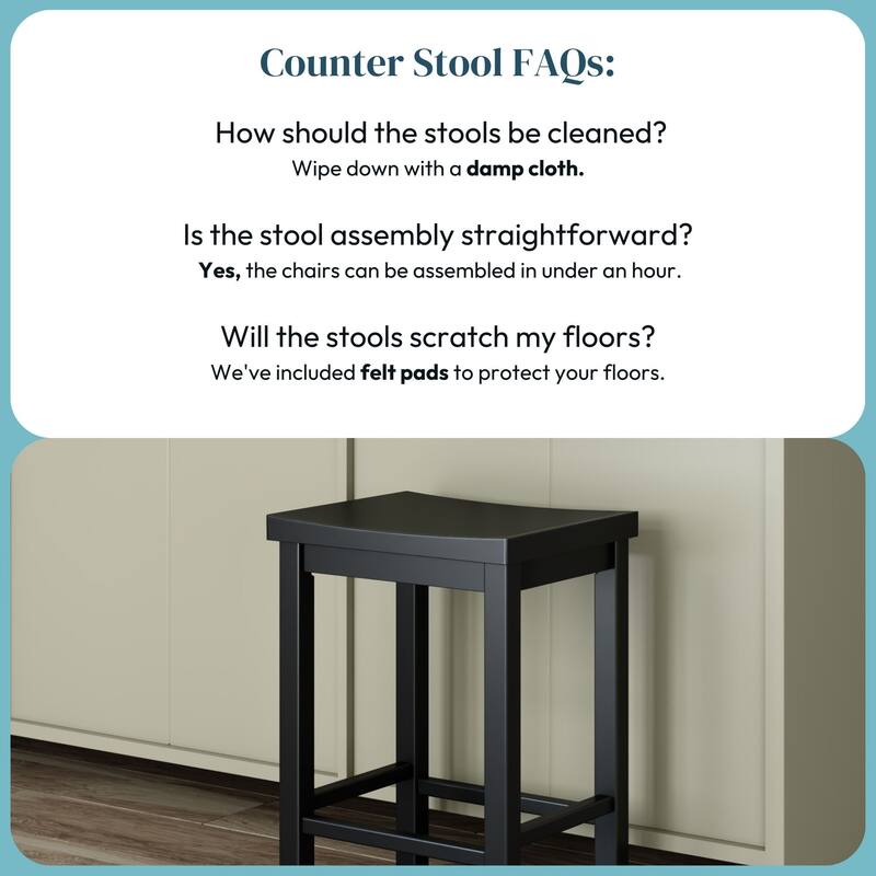 Now Furniture Solid Wood Backless Saddle Seat Counter Height Stool