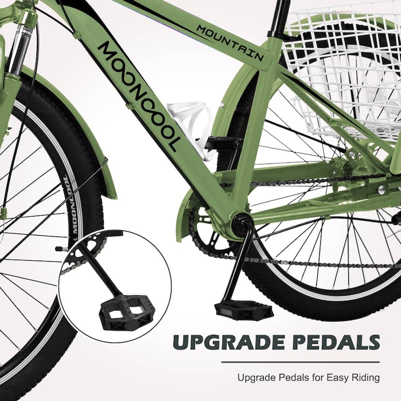 DoCred Mountain Tricycle 7 Speed 3 Wheel Bike with Basket
