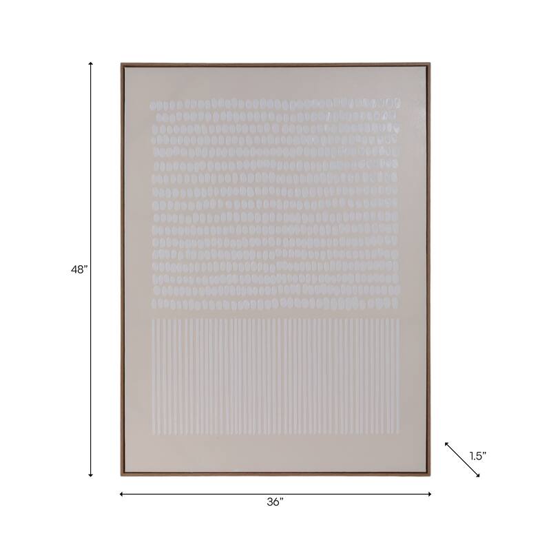 Canvas Wall Art Framed Decorative Textured Dots Lines - 48" Ivory