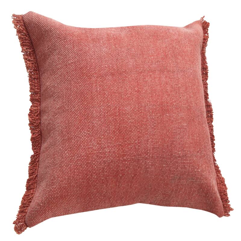 Sevita Light Pink Solid Stonewash Throw Pillow with Fringe