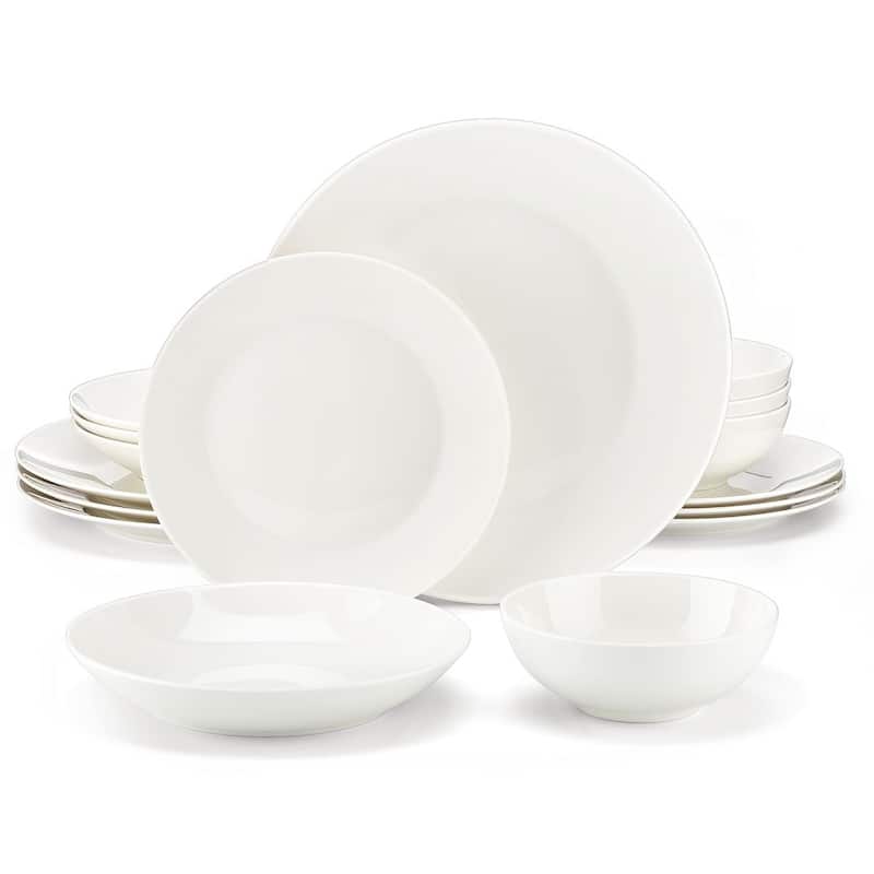 MALACASA 16-Piece New Bone China Dinnerware Set, Service for 4