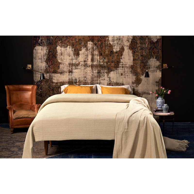 100% Cotton Blanket Basket Weave Stylish Design Soft Cozy Comfortable All Season Light Weight Spread Quilt Bed & Couch/Sofa